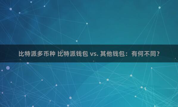 比特派多币种 比特派钱包 vs. 其他钱包：有何不同？